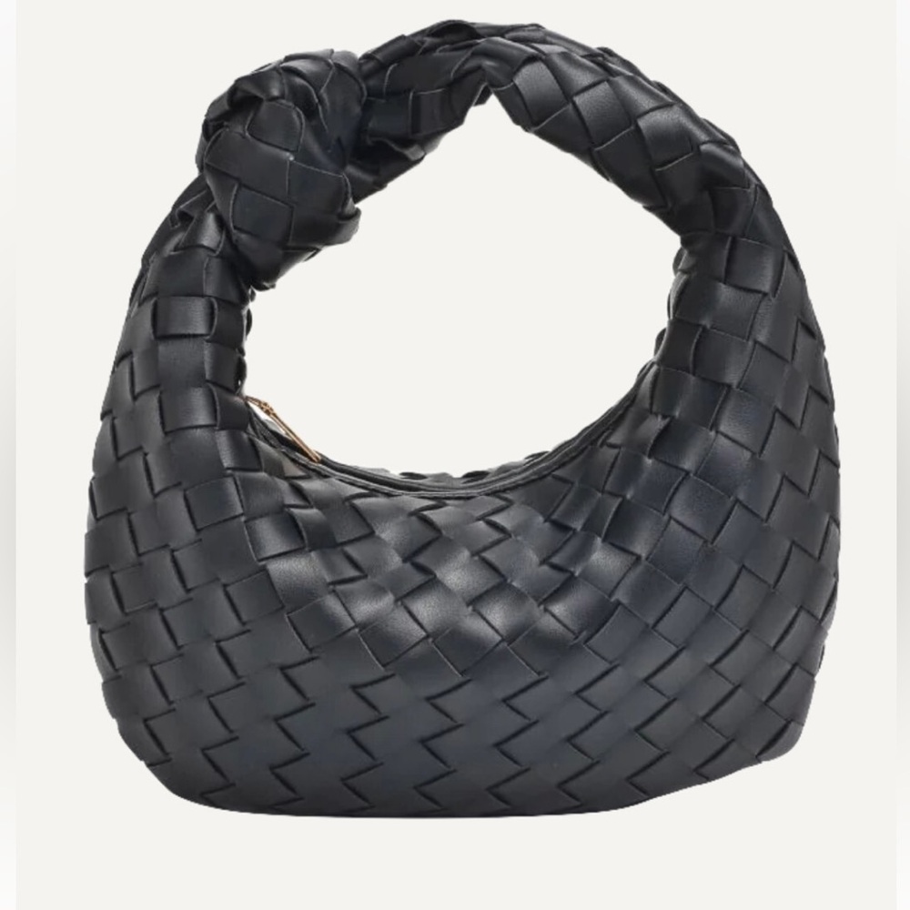 Urban Expressions Black Woven Vegan Leather Clutch Bag